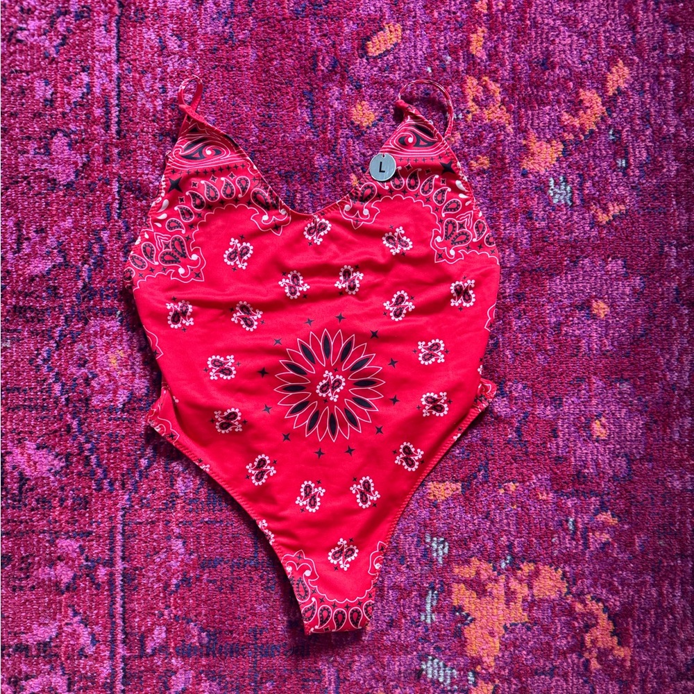 Red Bandana Patterned One Piece